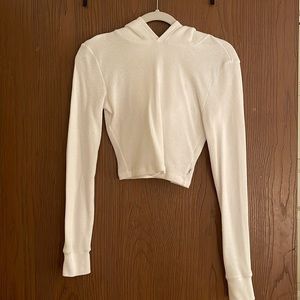 Aritzia white waffle thermal hoodie top